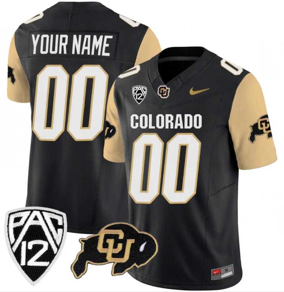 Men%27s Colorado Buffaloes Active Player Custom Black Brown 2024 F.U.S.E. With Big 12 XII Patch Stitched Football Jersey